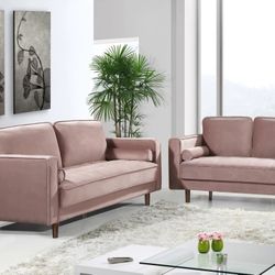 Emily Pink Velvet Living Room Set

