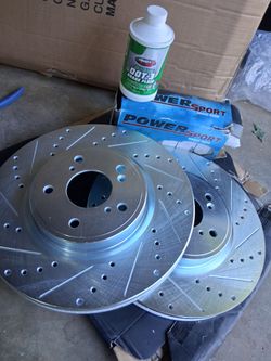 Drilled & Slotted Brake Rotors with Pads and Fluid