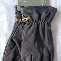 TIMBERLAND Leather Gloves for Men - Dark Chocolate / Dark Brown - XL (NWT,  Never Worn)