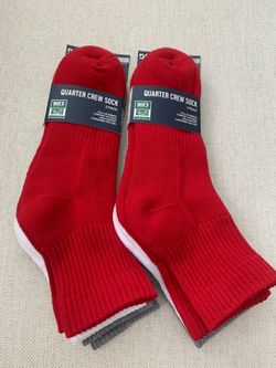 New DSG 6 Pairs Quarter Crew Socks - Red White Gray Unisex Large