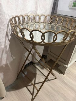 Gold Glass Foldable Table