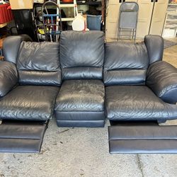 Natuzzi Leather Couch with end recliners