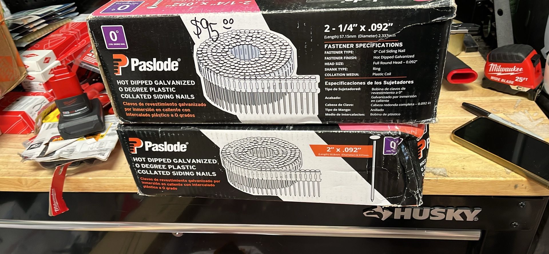 Paslode 2.25 in. x 0.092 in. 13-Gauge 0-Degree Hot Dipped Galvanized Ring Shank Plastic Coil Siding Nails (3,600 Per Box)