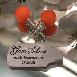 E134- 925 Sterling Silver Swarovski Pearl Earrings!