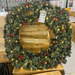 🎄Giant Christmas Wreath with Color-Changing LED Lights