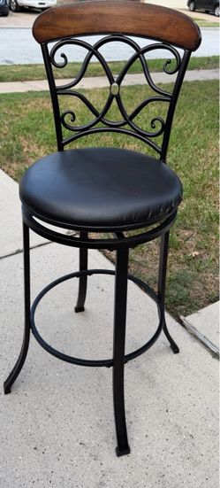 Swivel Bar Stool with Scrollwork Back