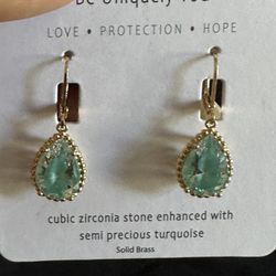 Cubic Zirconia  Turquoise Beautiful Earring New Only Available For Pickup In Rancho Cucamonga 