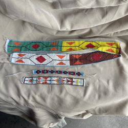 ANTIQUE INDIANS ARTIFACTS  , Beaded Bracelets. Hand Turquoises .. INDIAN TRIVES 