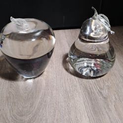 Large Apple And Pear Paperweights