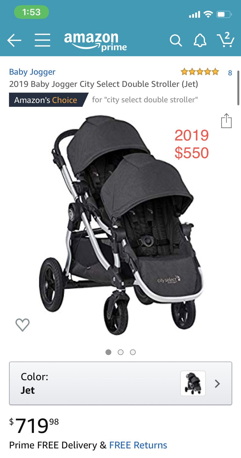 New 2019 City Select Double Stroller