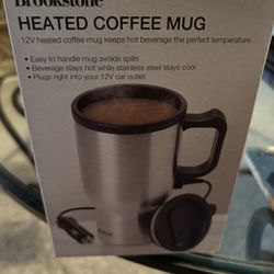 New In Box Brookstone Heated Coffee Mug