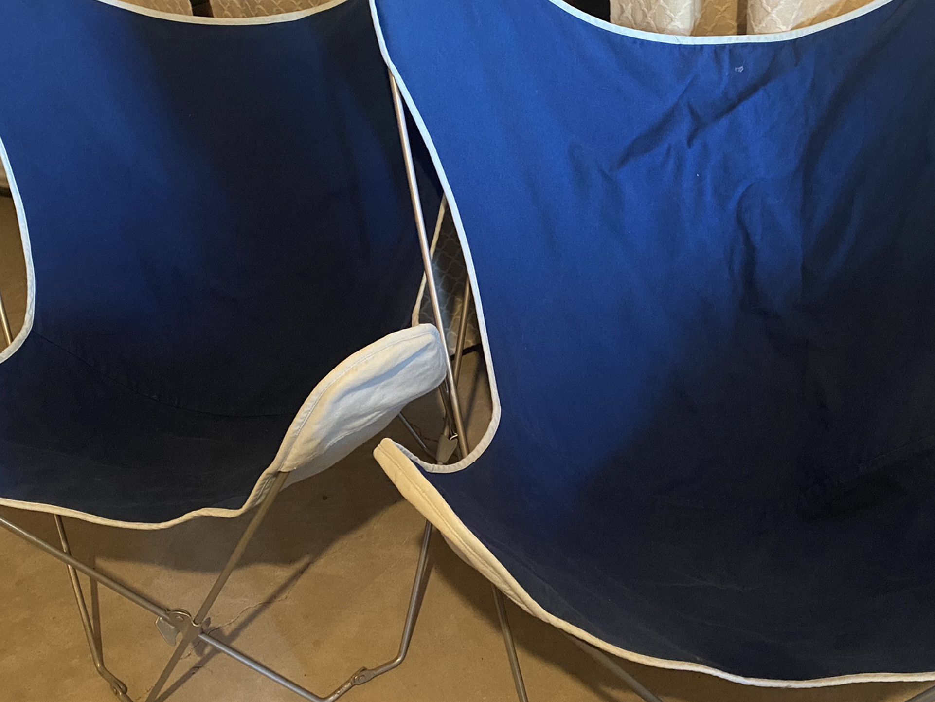 2 Blue Butterfly Chairs
