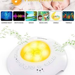 White Noise Sound Machine with Night Lights | 6 Relaxing & Soothing Nature Sounds and Auto-Off Timer | Portable Noise Machine Baby & Kids Sleep Therap