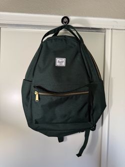 Herschel Backpack Dark Green Gold Zippers