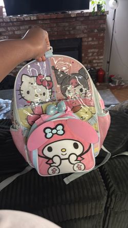 Hello kitty back pack, lunch box, and pencil case