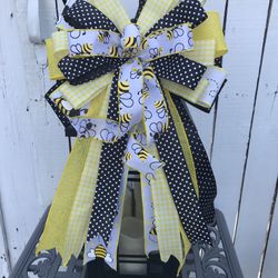 Bumblebee Bow For Lantern,  Bee Themed Wreath Bow