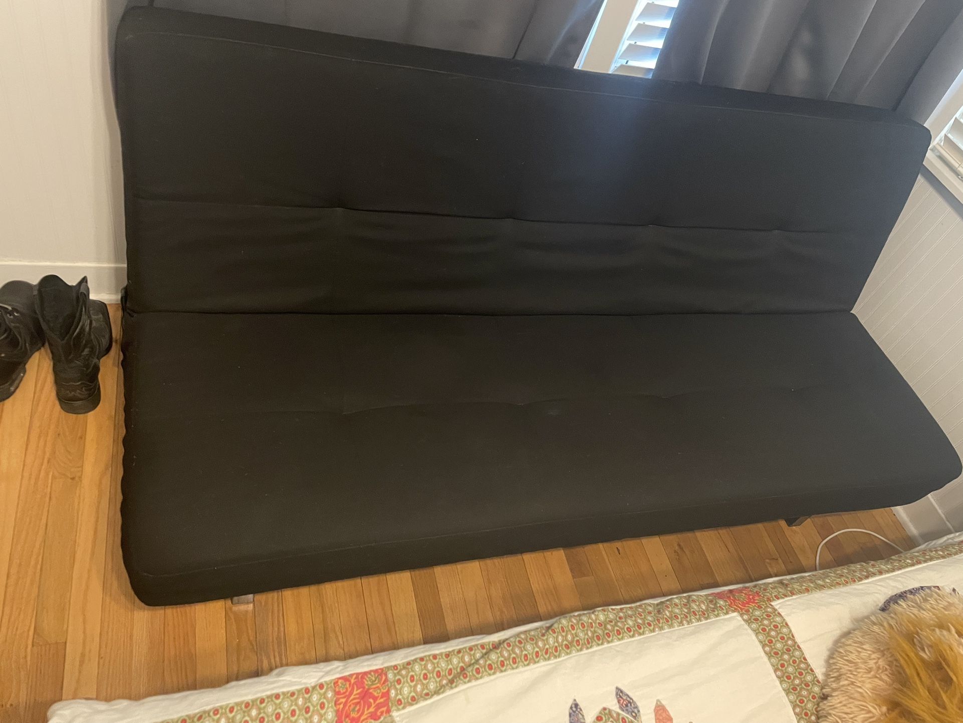 Black Cloth Futon Convertible Bed