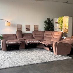 New, Fabric Barcalounger Carmelo Sectional with Electric Recliners