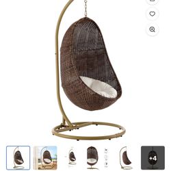 Juego de silla columpio para exterior de ratan mimbre Modway The Endow, Bean Swing