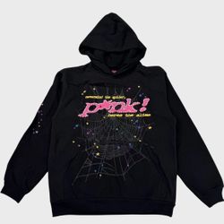 Sp5der Pink Hoodie Black