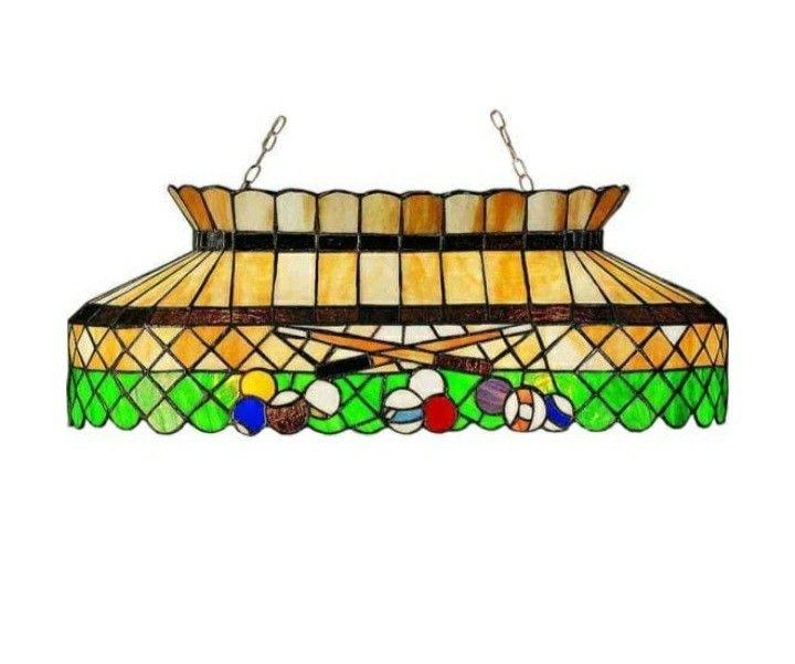 Tiffany Antique Billiard Island Lamp Stained Glass 6 Lights Island Pendant for Billiard Table