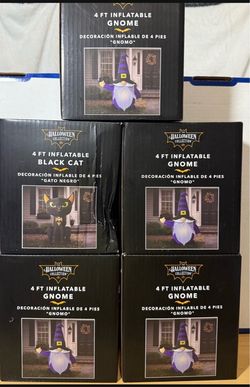 Halloween Collection 4 FT Inflatable Gnome & Black Cat