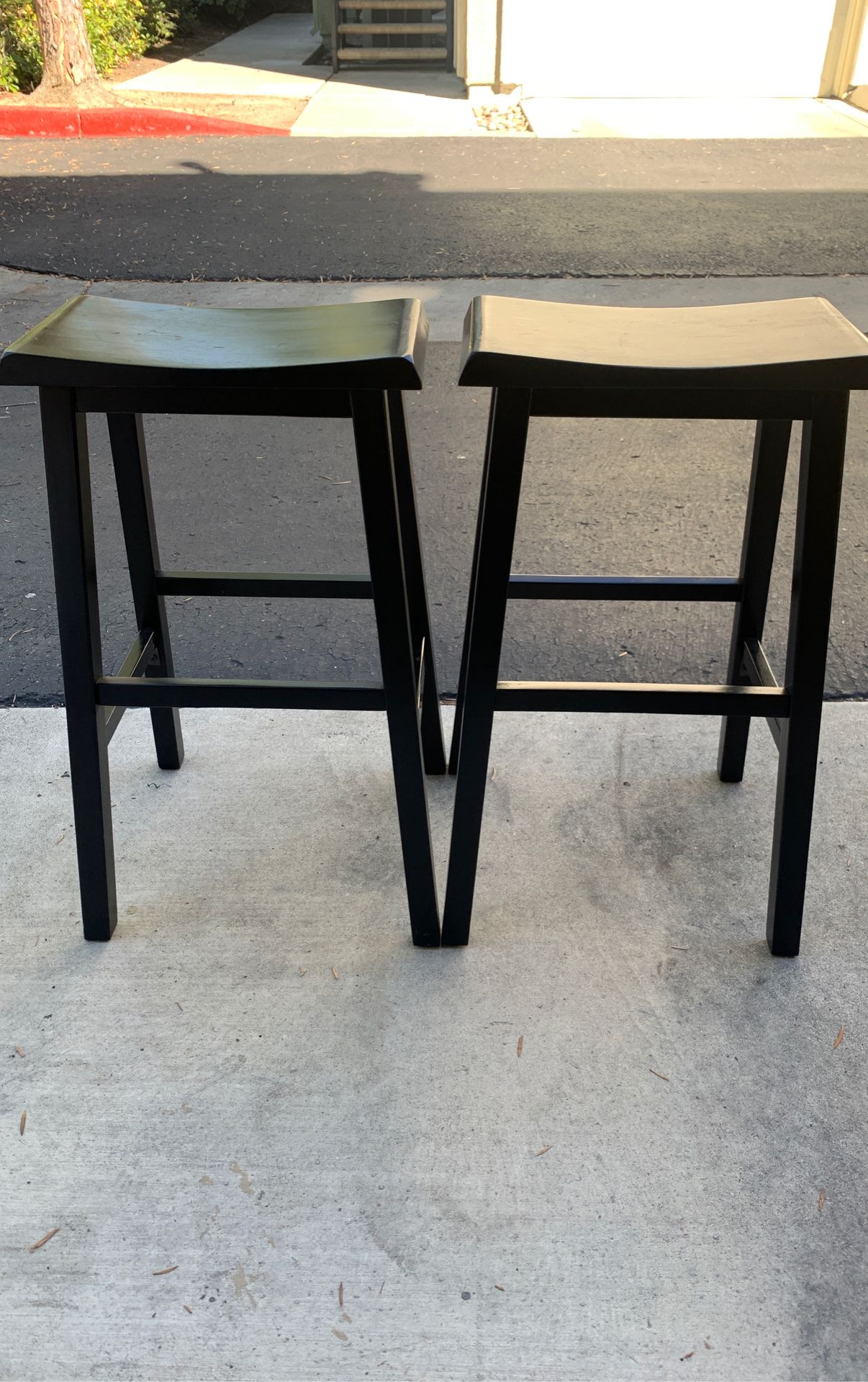 Two Black Bar Stools