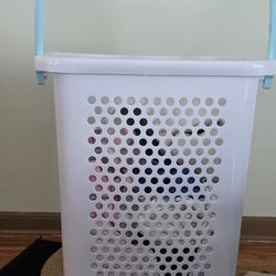 White rolling laundry hamper