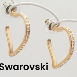 Swarovski Now Hoop Heart Rose Gold Earrings