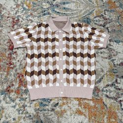 Scallop Patterned Knit Polo