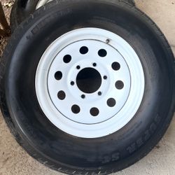 (4) Used 225/75/15 Trailer Tires On 6 Lug Wheels Good For Local Driving Or Spares $199 Firm 