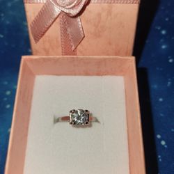 New Adjustable Sterling Silver Moissanite 1ct Sz 6-9.5