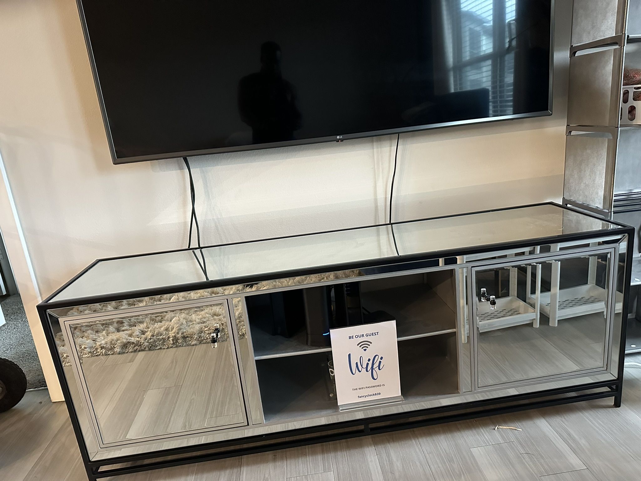 Mirrored Tv Stand. Holds My 75 Inch Tv