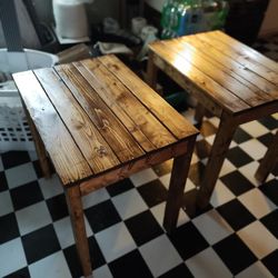 Special Walnut Stain End Table Set