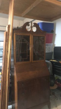 Wooden secretary desk with Hutch