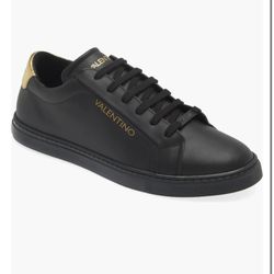 Brand New Valentino by Mario Valentino “Benny” Low-Top Sneakers – Black & Gold, Made in Italy, Rare