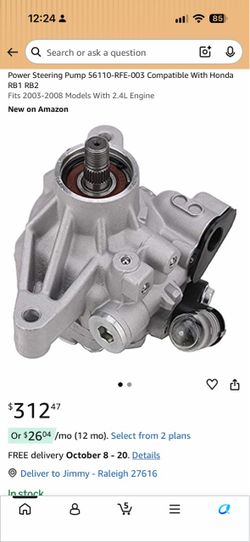 Power Steering Pump 56110-RFE-003 Compatible With Honda RB1 RB2 Fits 2003-2008 Models With 2.4L Engine It OEM brand new (contact info removed)