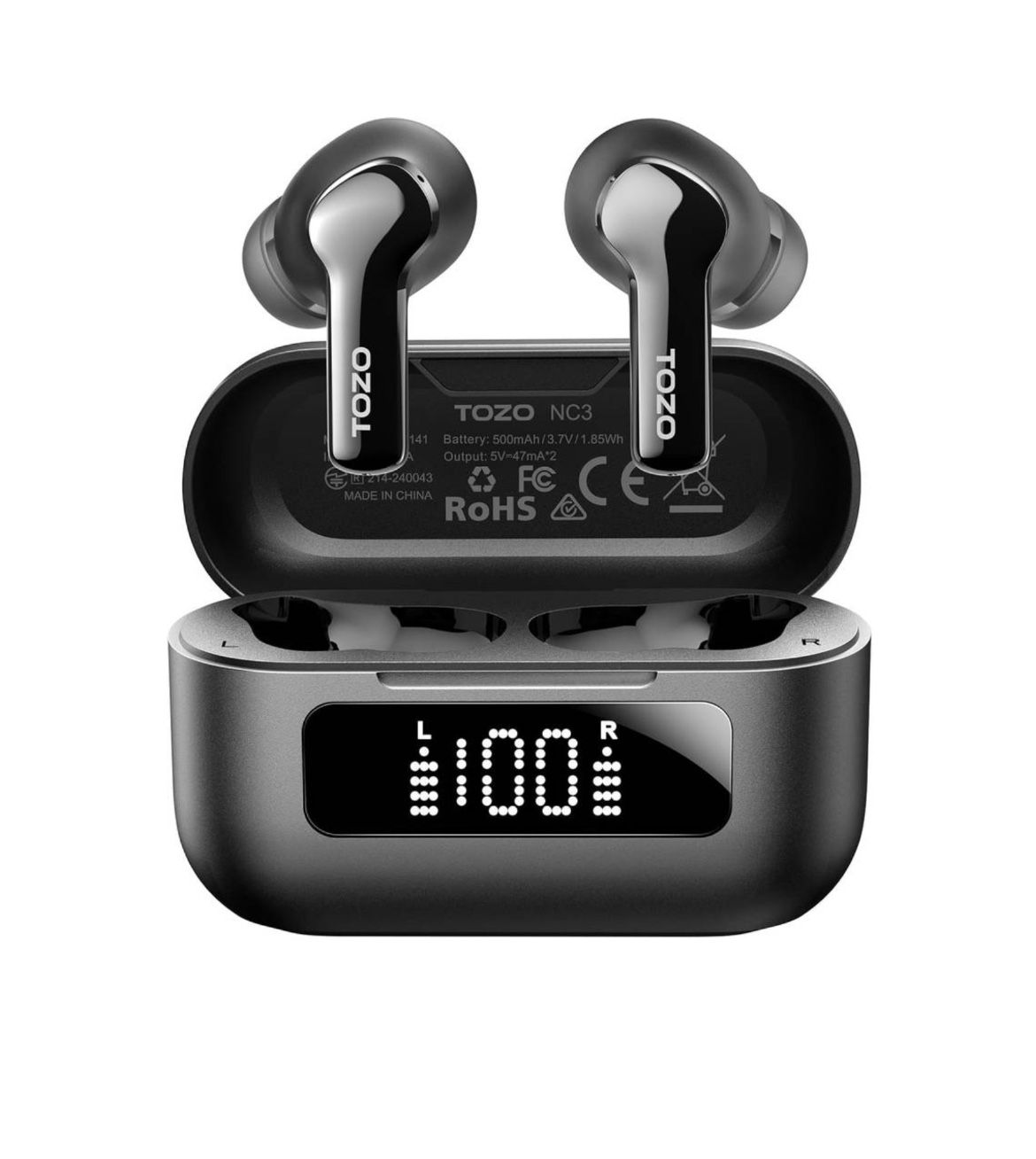 new Wireless Earbuds Bluetooth 5.3, Hybrid Active Noise Cancelling Headphones with 6 Mics, Clear Calls, 55H Battery, LED Display, IPX8 Waterproof, APP