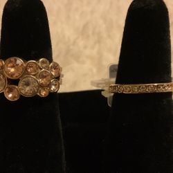 Gold Rings With Swarovski Crystals (size 7.5)