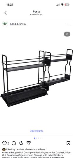 Pull Out S pice Rack Organizer for Cabinet, Slide Out Seasoning Organizer and Storage with Label Stickers, Vertical S pice Rack Shelf Pullout for Kitc
