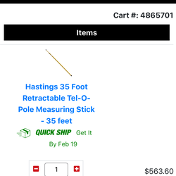 Hastings Retractable Tel-O-Pole Measuring Stick