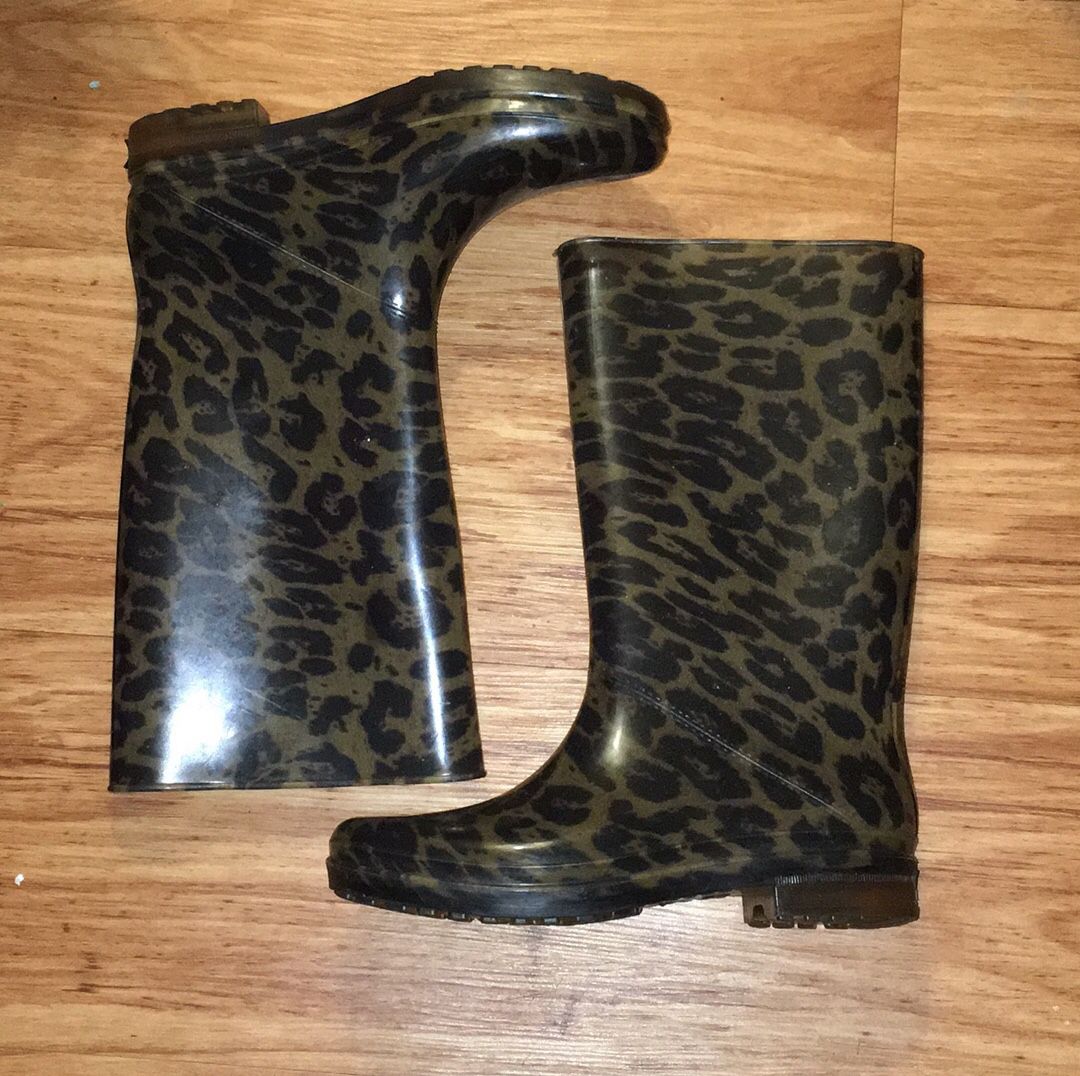 Stuart Weitzman Leopard Print Rain Boots
