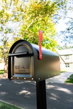 Architectural Mailboxes Sequoia Black, Large, Steel, Heavy Duty Post Mount Mailbox