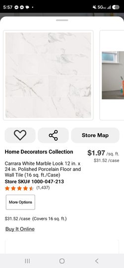 Carrara White Marble Look Porcelain Floor Tile