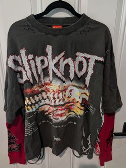 Slipknot Vol. 3 x Civil Regime collaboration Distressed Double-Layer Band Tee
