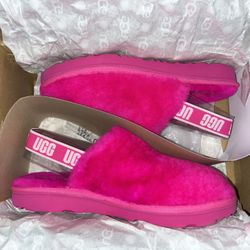 Hot Pink Fluffy Uggs Clogs 