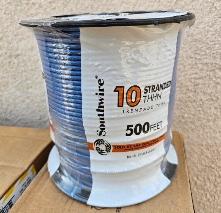 SOUTHWIRE 500 FT 10 AWG BLUE STRANDED COPPER THHN WIRE