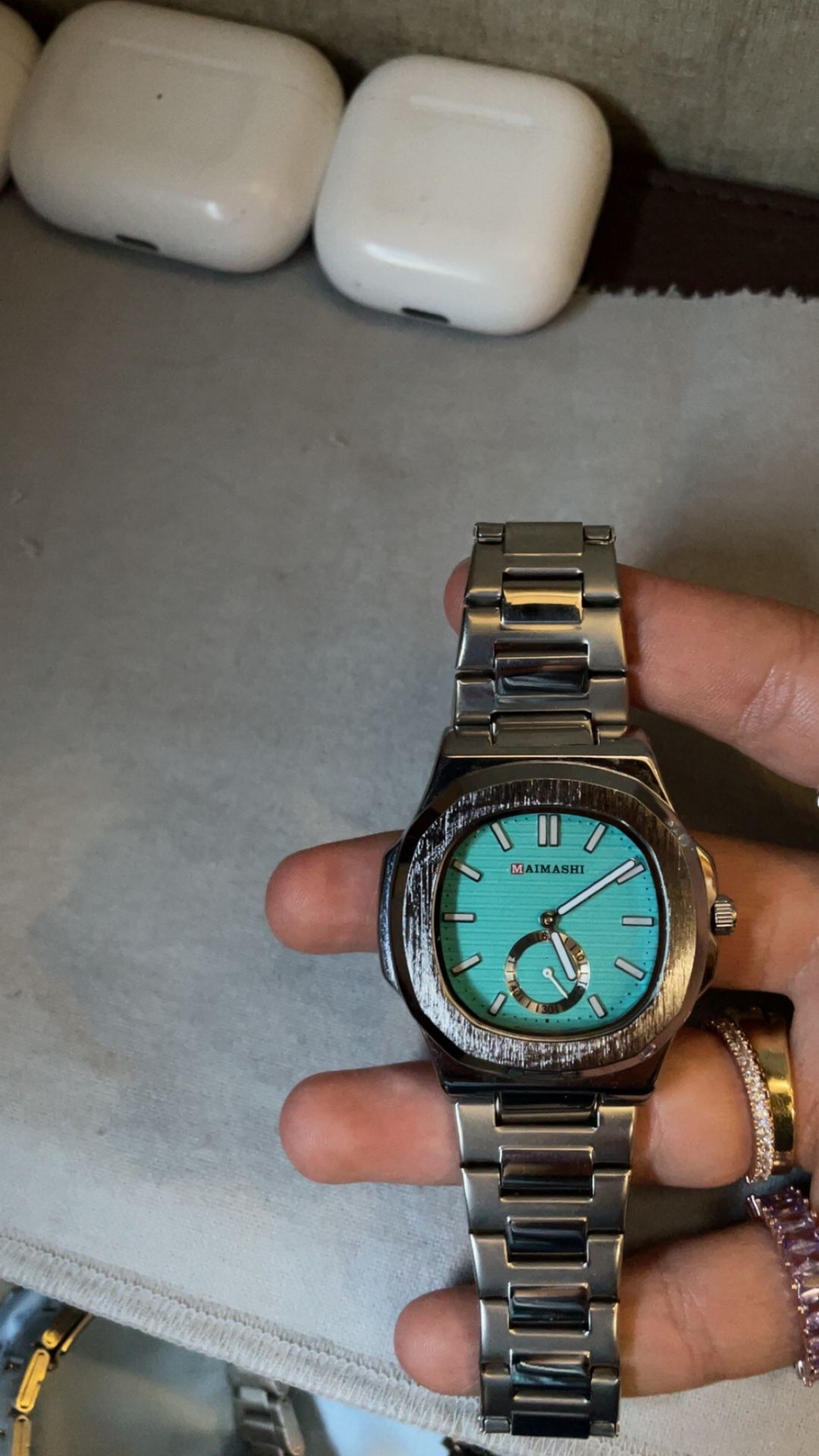 36mm turquoise blue face watch