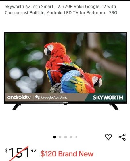 Brand New Skyworth 32 inch Smart TV, 720P Roku Google TV with Chromecast Built-in - $120