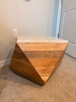 West Elm Side Table Marble wood